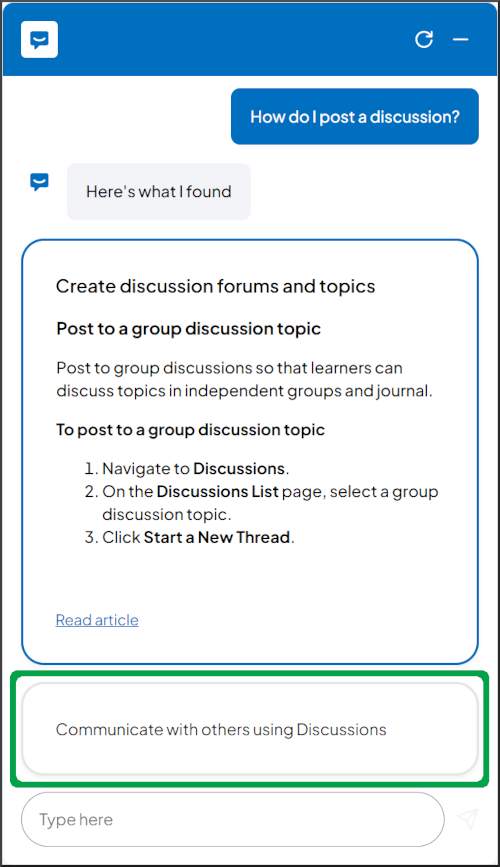 Communicate with others using Discussions
