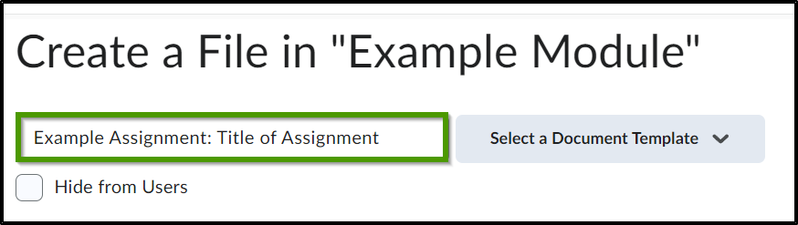 Example Assignment: Title of Assignment