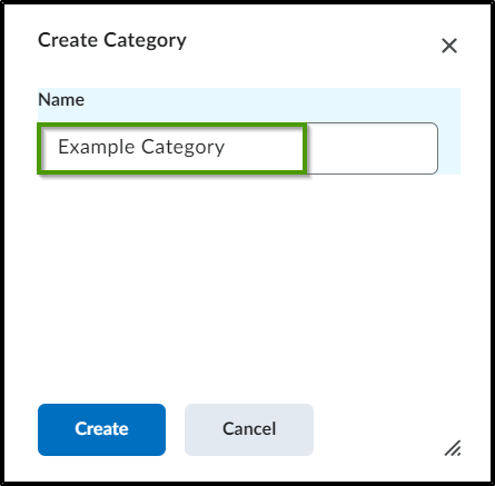 Create Category. Name: Example Category