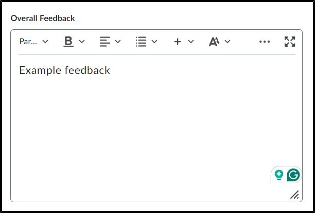 Overall Feedback: Example feedback